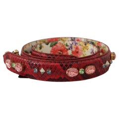 Dolce & Gabbana Python Leather with Crystals Shoulder Strap — Red