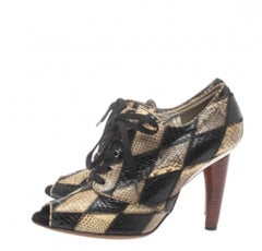 Dolce & Gabbana  Python Patch Work Open Toe Boots Size 39.5