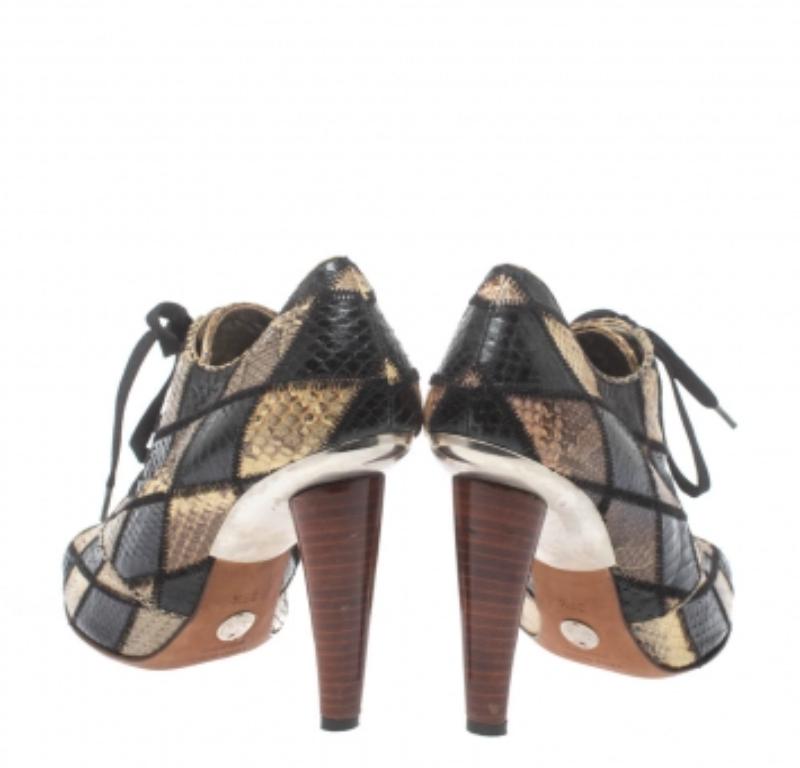 Dolce & Gabbana  Python Patch Work Open Toe Boots Size 39.5 For Sale 1