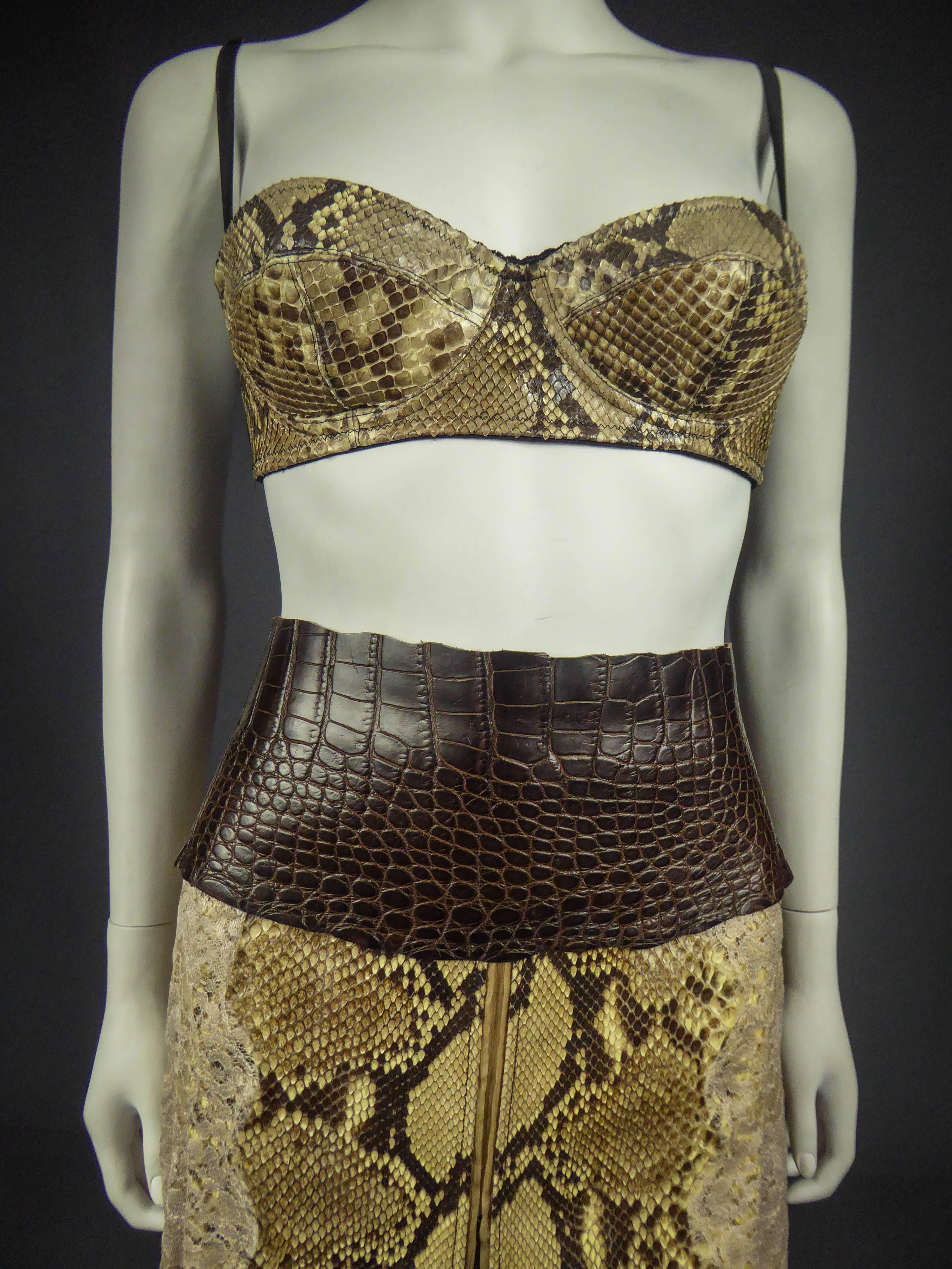 Dolce Gabbana Python skin skirt and bra 5