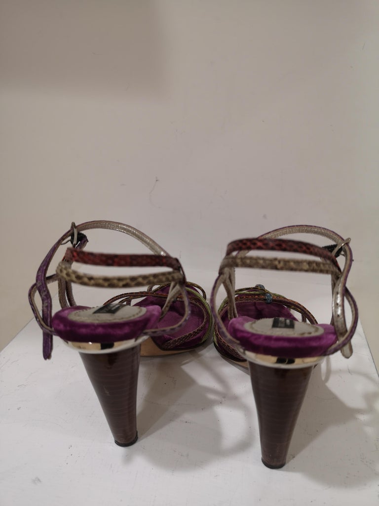 Dolce and Gabbana Python skin Velvet Sandals at 1stDibs