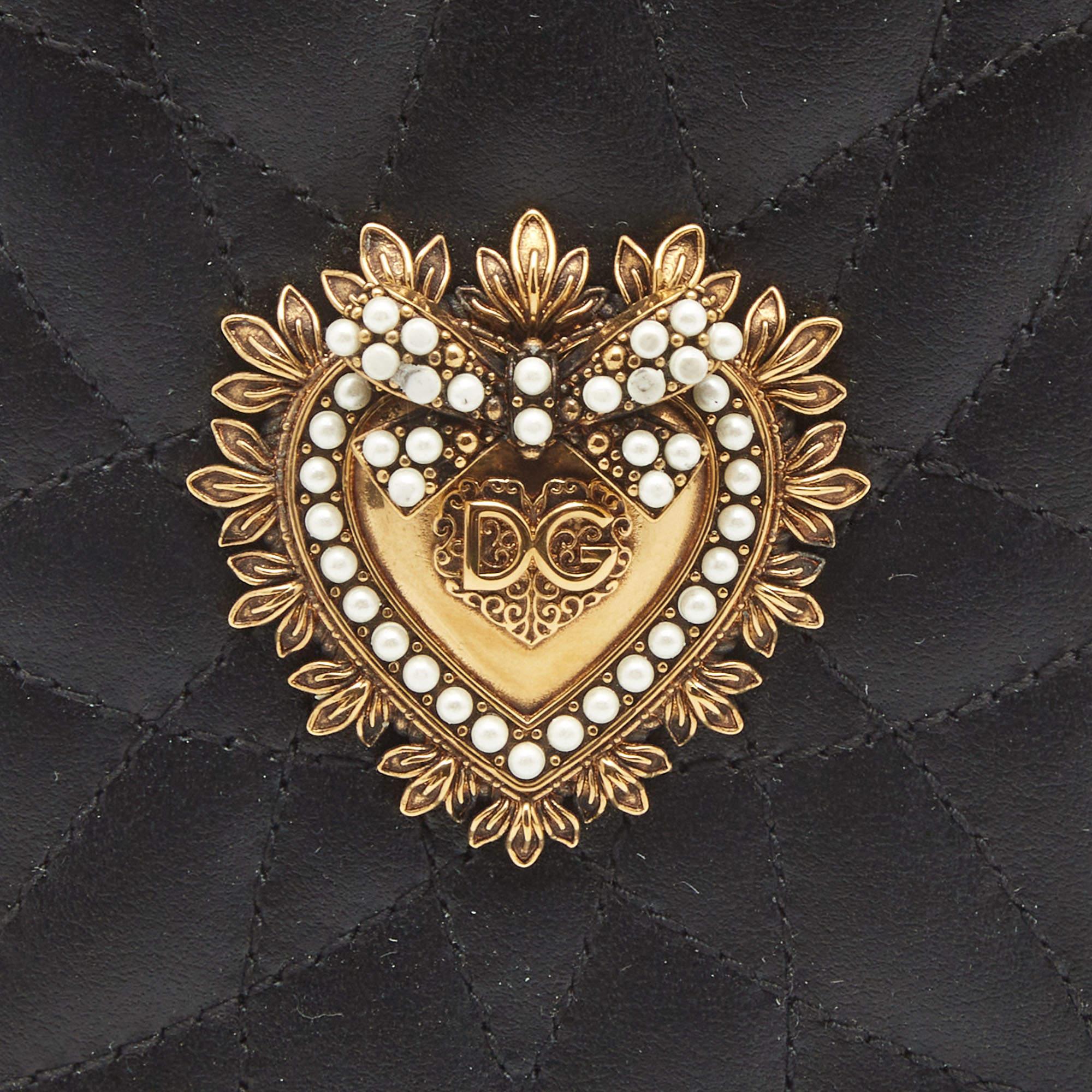 Black Dolce & Gabbana Quilted Leather Devotion XR iPhone Cover For Sale