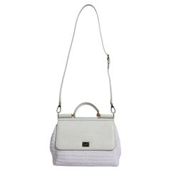 Dolce & Gabbana Quilted Raffia and Leather Crossbody Bag — White