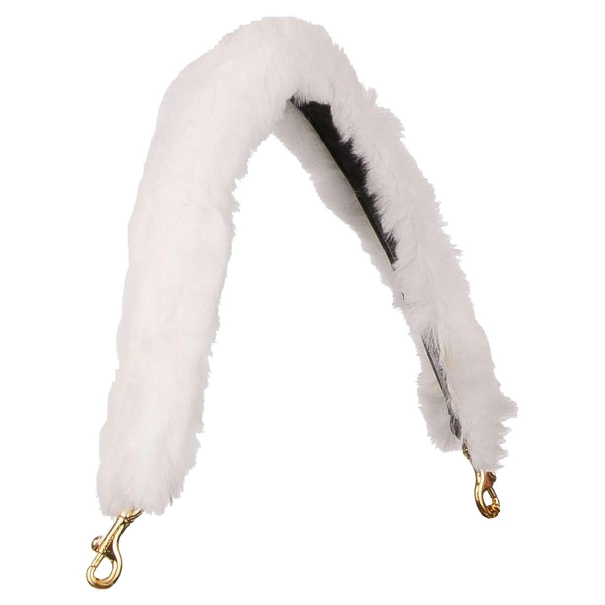Dolce & Gabbana - Rabbit Fur Leather Bag Strap Handle White Gold For Sale