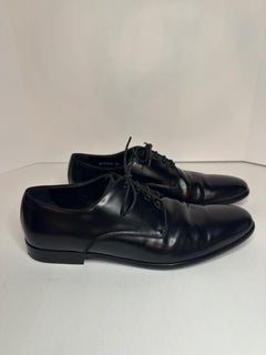 Dolce & Gabbana Raffaello Brushed Calfskin Derby Shoes US 10 High Shine Black