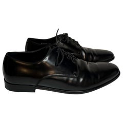 Dolce & Gabbana Raffaello Brushed Calfskin Derby Shoes US 10 High Shine Black