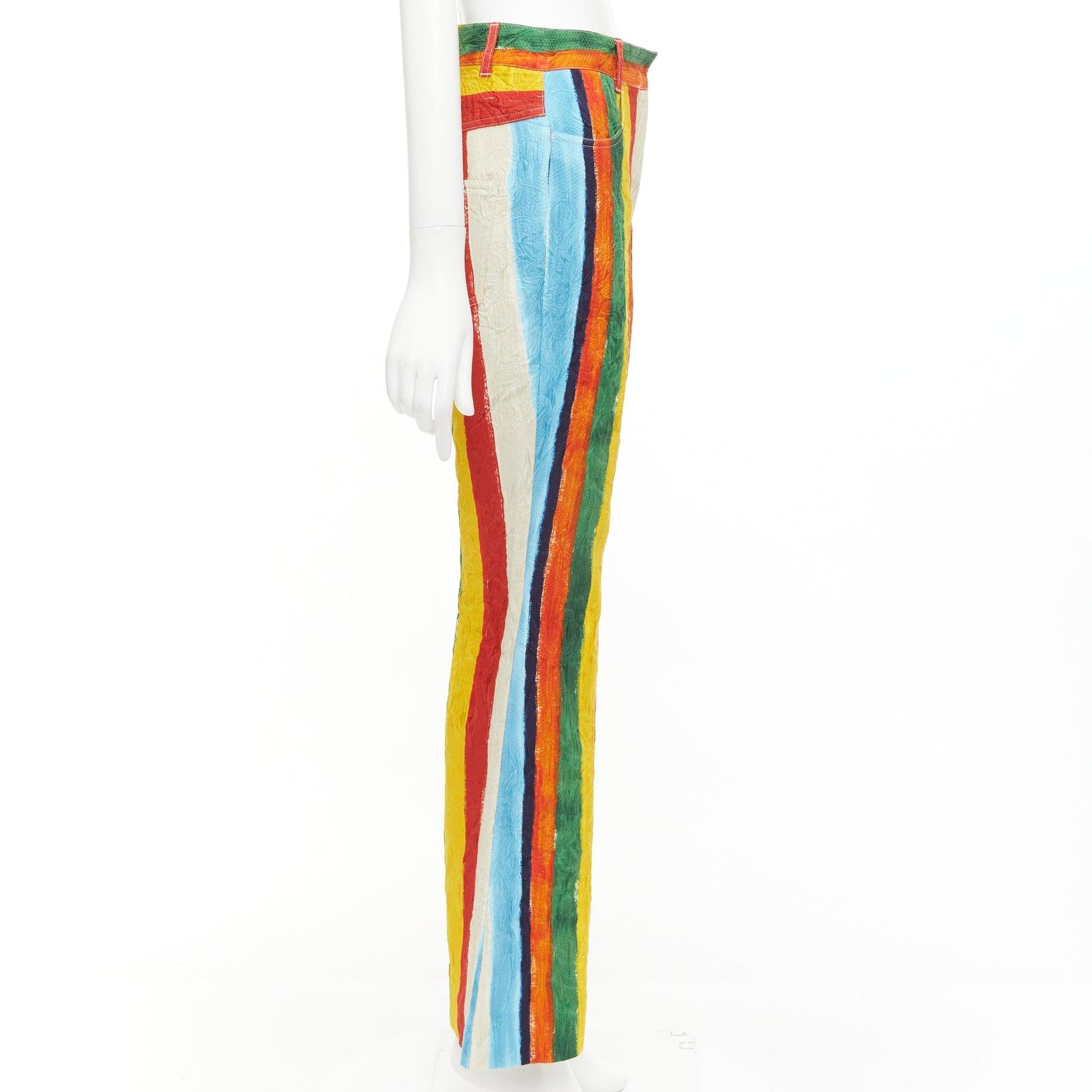 DOLCE GABBANA rainbow striped cotton brocade flared pants IT40 S Kitty Spencer In Excellent Condition In Hong Kong, NT