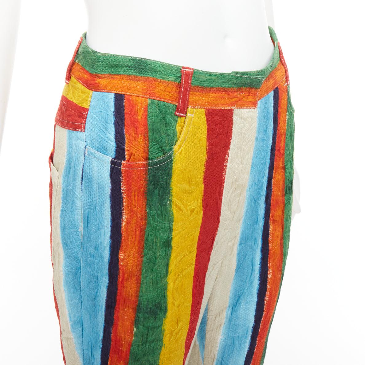 DOLCE GABBANA rainbow striped cotton brocade flared pants IT40 S Kitty Spencer 2