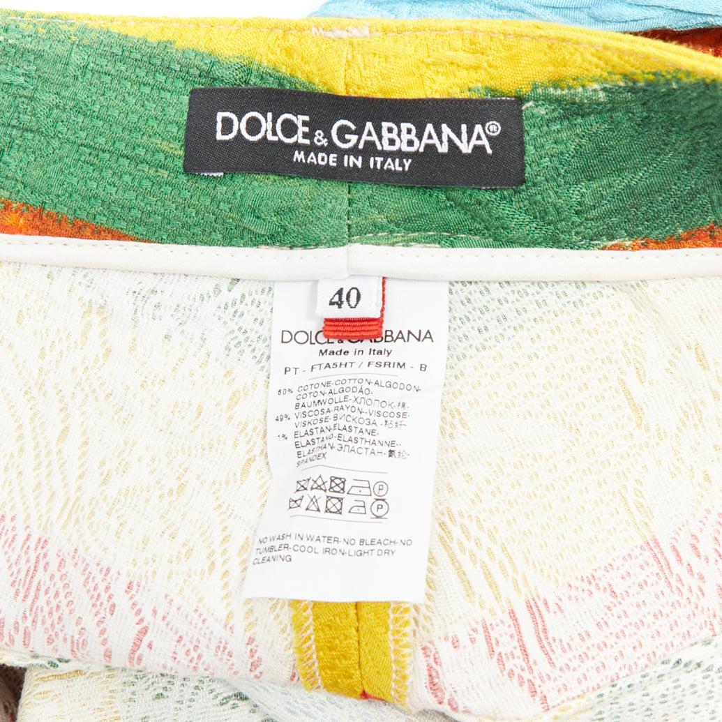 DOLCE GABBANA rainbow striped cotton brocade flared pants IT40 S Kitty Spencer 3