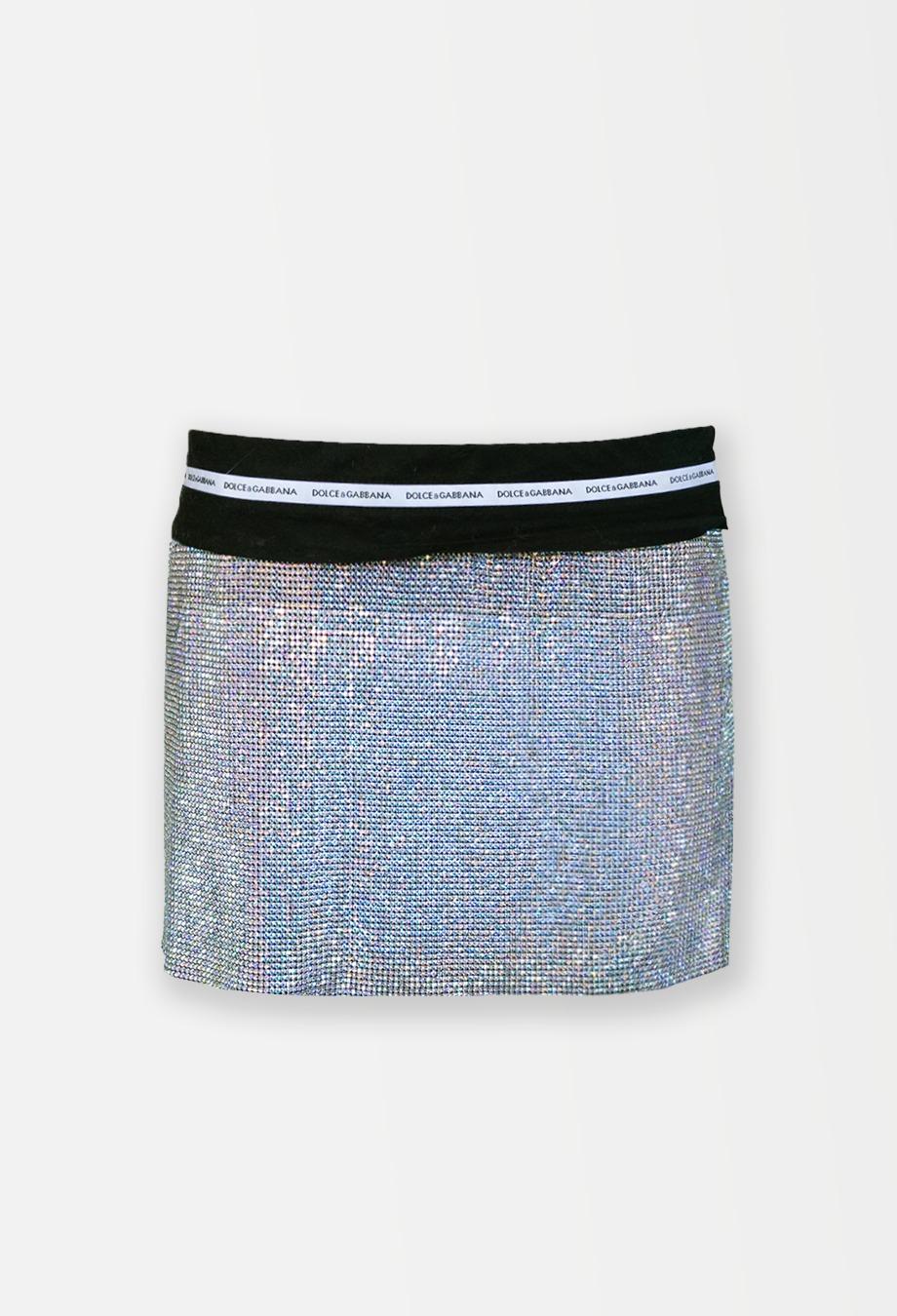 Dolce & Gabbana RARA 2002 Naomi Campbell Gonna in metallo e cristallo Sz IT40 In condizioni buone in vendita a Melbourne, VIC