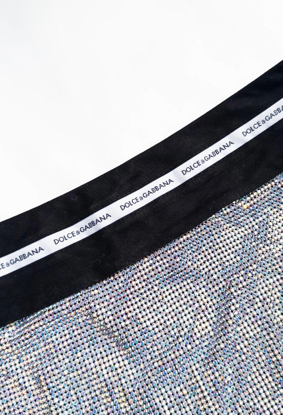 Dolce & Gabbana RARA 2002 Naomi Campbell Gonna in metallo e cristallo Sz IT40 in vendita 1