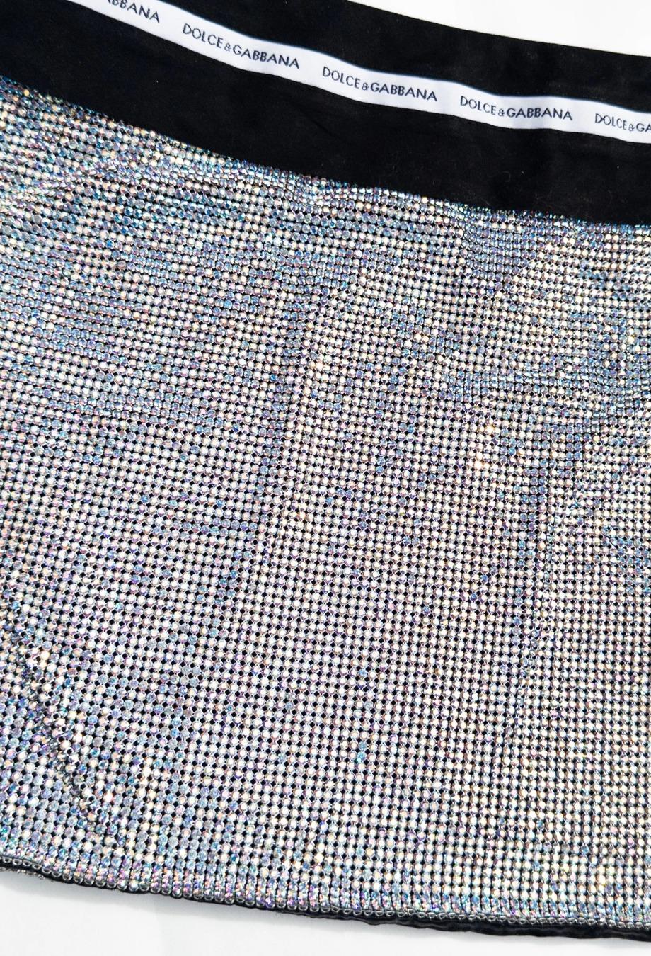 Dolce & Gabbana RARA 2002 Naomi Campbell Gonna in metallo e cristallo Sz IT40 in vendita 2