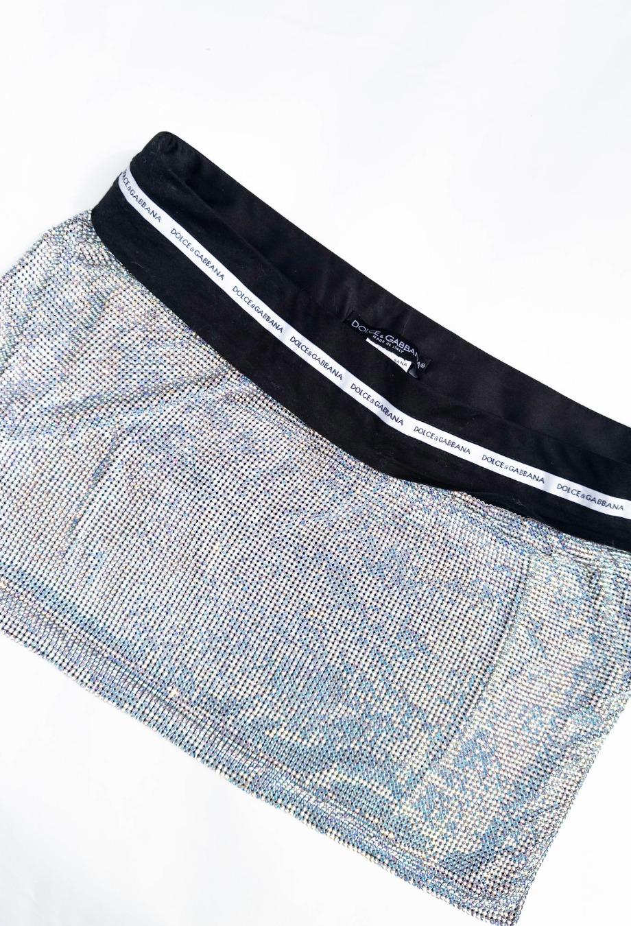 Dolce & Gabbana RARA 2002 Naomi Campbell Gonna in metallo e cristallo Sz IT40 in vendita 3