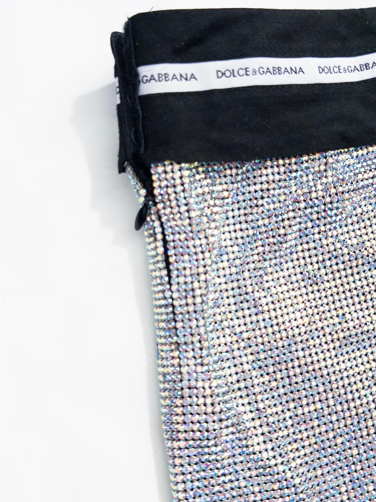 Dolce & Gabbana RARA 2002 Naomi Campbell Gonna in metallo e cristallo Sz IT40 in vendita 4