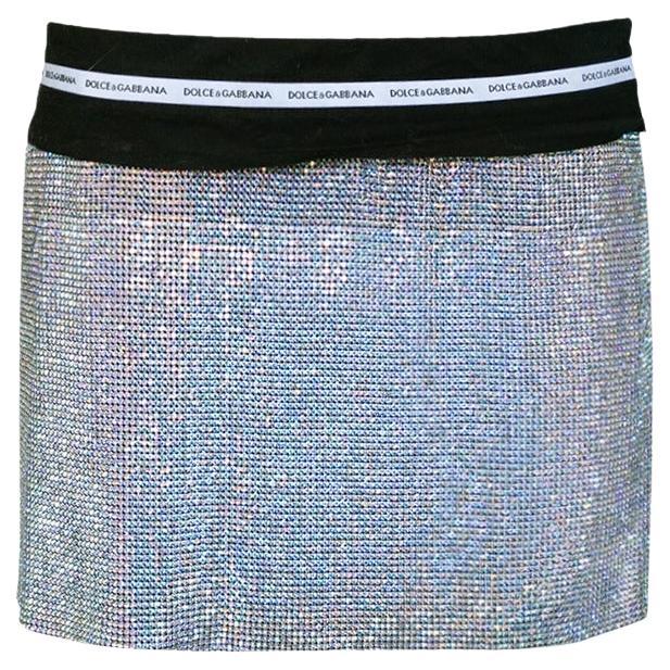 Dolce 
Gabbana RARA 2002 Naomi Campbell Gonna in metallo e cristallo Sz IT40 in vendita