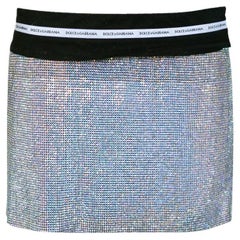 Dolce & Gabbana RARO 2002 Naomi Campbell Falda de cristal metálico Sz IT40