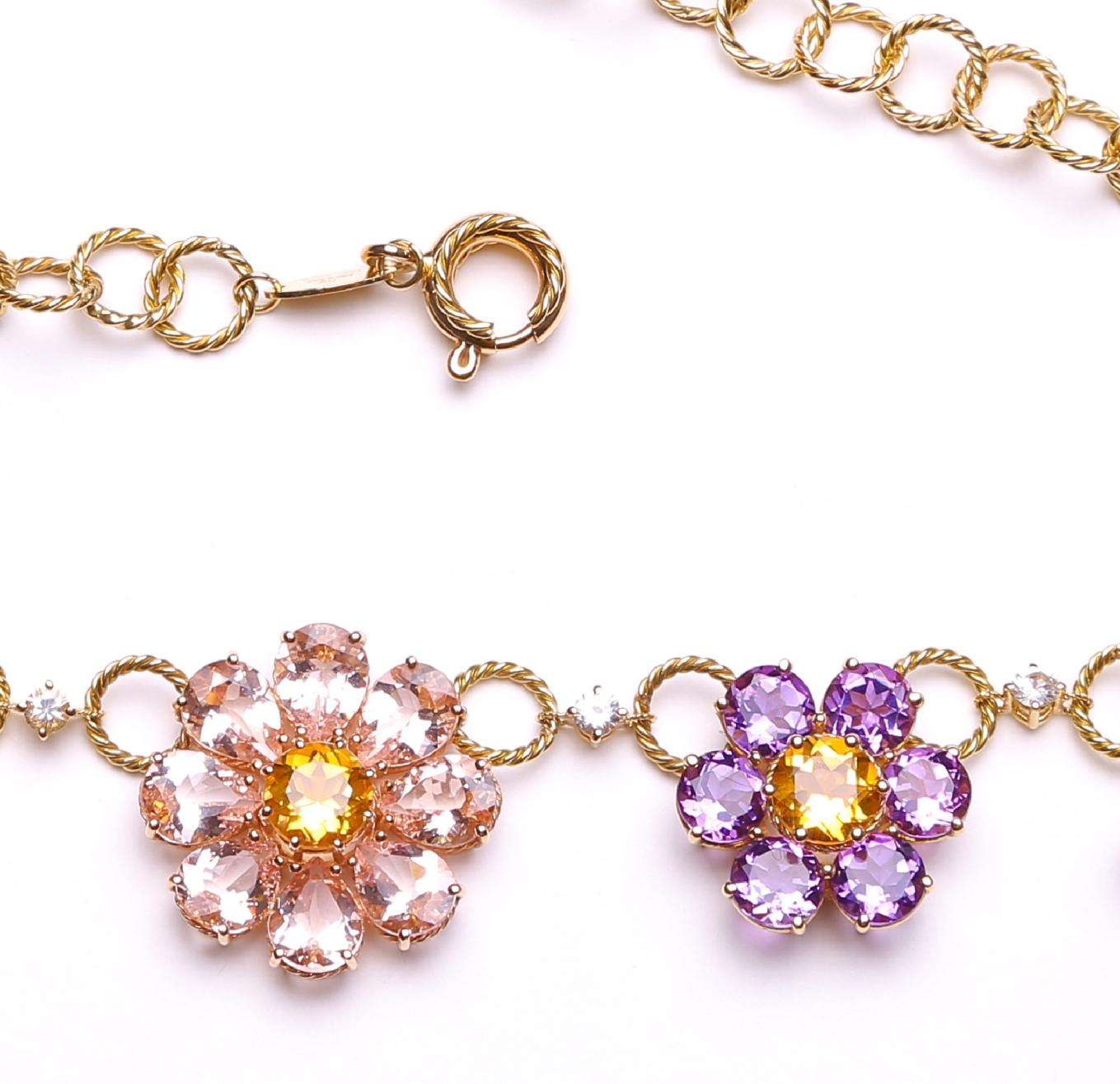 Dolce & Gabbana, Rare Amazing Gold and Multi Gem Set Floral Necklace For Sale 7