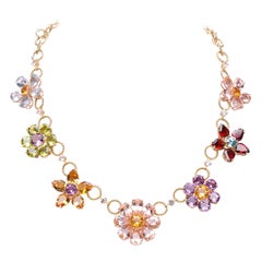 Dolce & Gabbana, Rare Amazing Gold and Multi Gem Set Floral Necklace