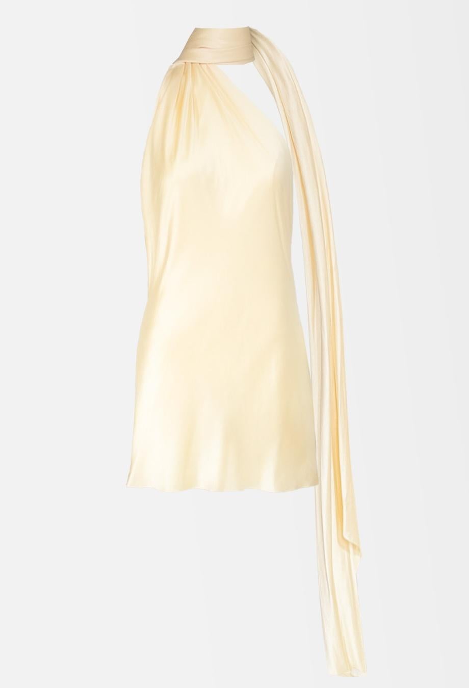 Dolce & Gabbana RARE F/W 2002 Naomi Campbell Runway Silk Scarf Dress Sz IT44 For Sale 1