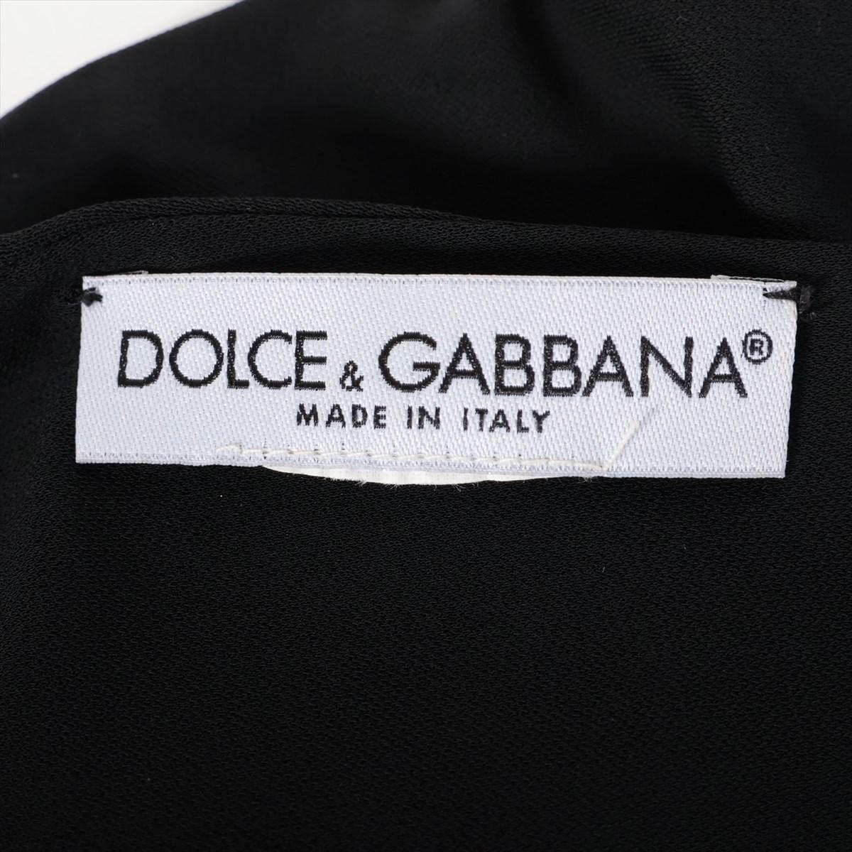 Dolce & Gabbana Rayon Sleeveless Dress Black with Necklace Rhinestone 3
