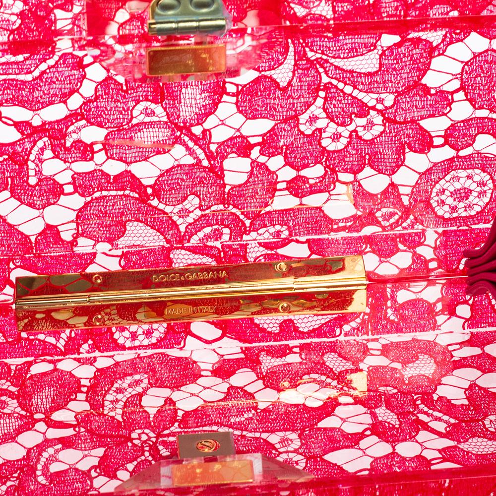 Dolce & Gabbana Red Acrylic Lace Dolce Box Bag 5