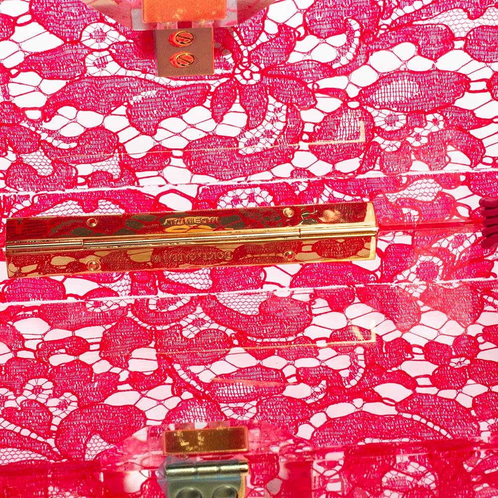 Dolce & Gabbana Red Acrylic Lace Dolce Box Bag 6