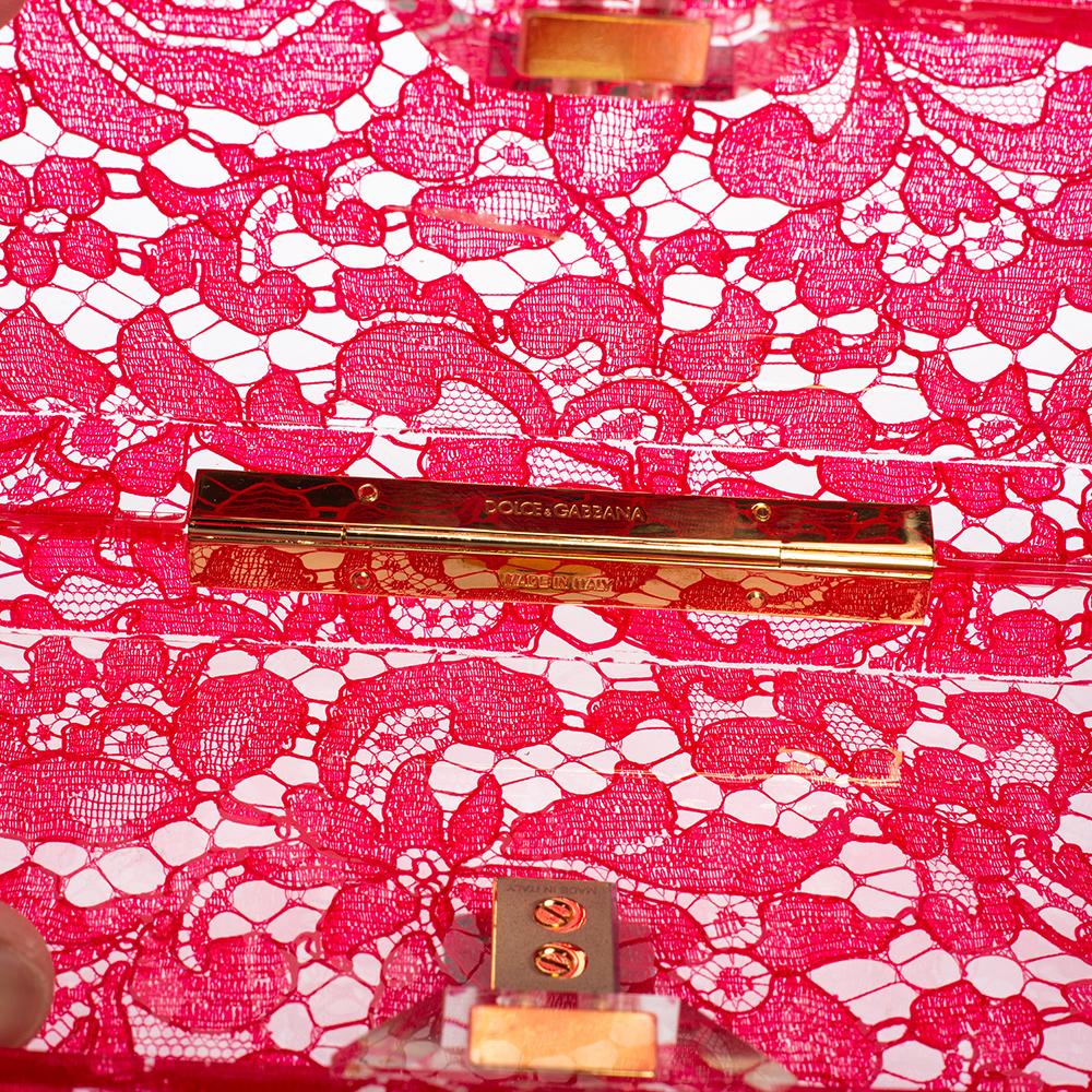 Dolce & Gabbana Red Acrylic Lace Dolce Box Bag 7