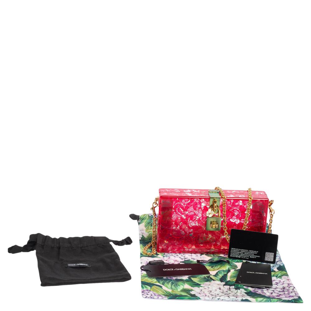 Dolce & Gabbana Red Acrylic Lace Dolce Box Bag 8