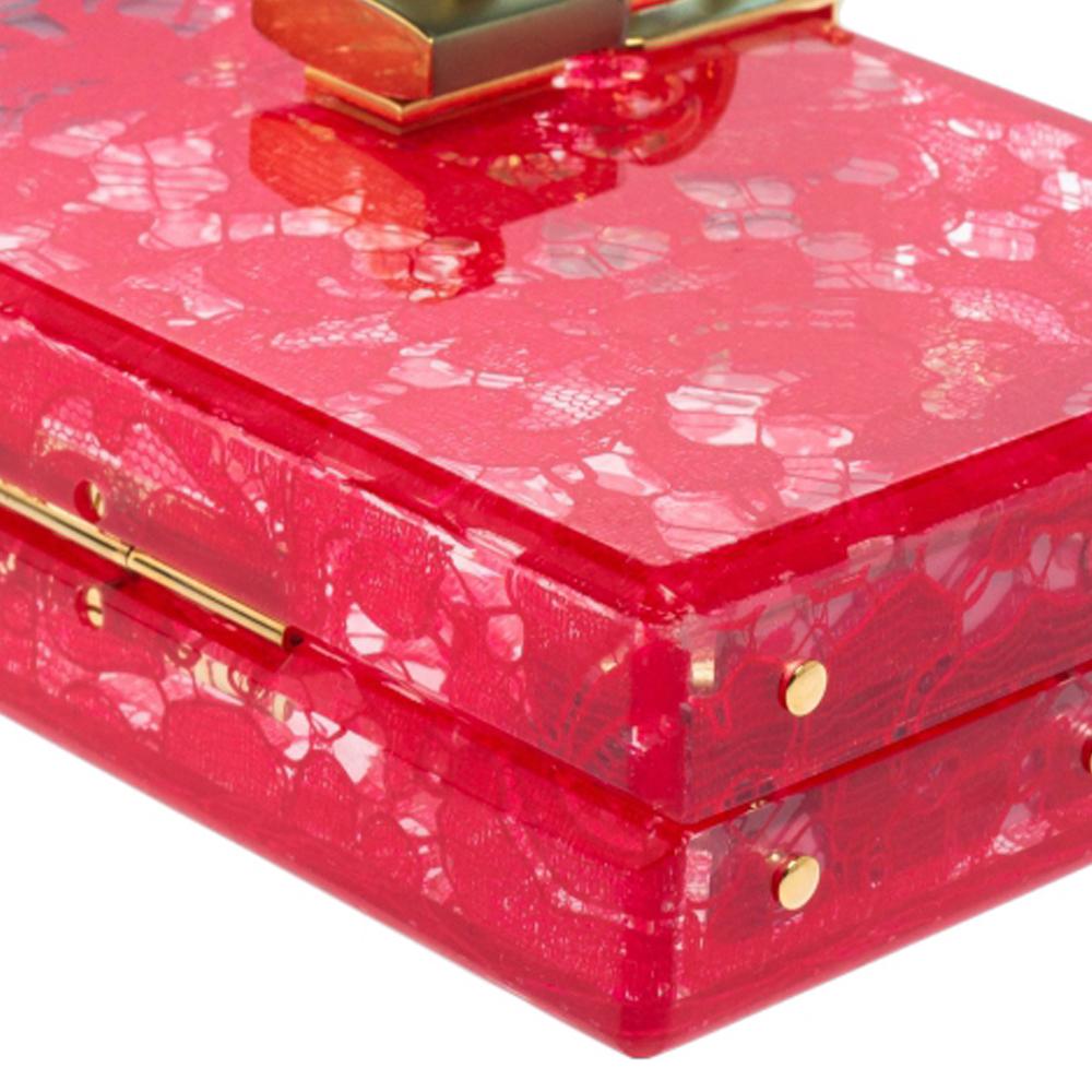 Dolce & Gabbana Red Acrylic Lace Dolce Box Bag 1