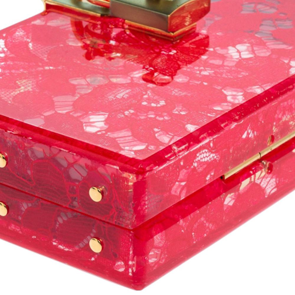 Dolce & Gabbana Red Acrylic Lace Dolce Box Bag 2