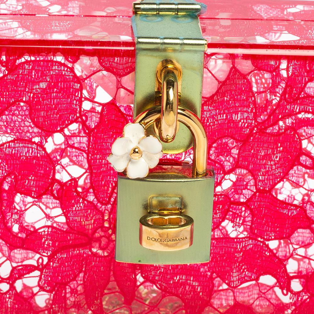 Dolce & Gabbana Red Acrylic Lace Dolce Box Bag 3