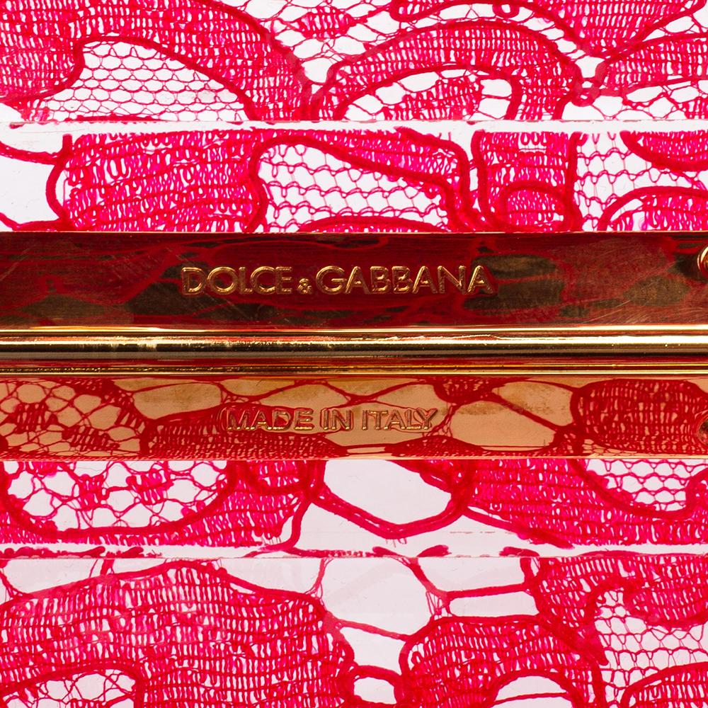 Dolce & Gabbana Red Acrylic Lace Dolce Box Bag 4