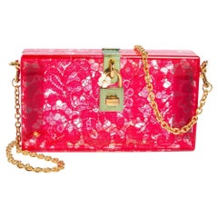 Dolce & Gabbana Red Acrylic Lace Dolce Box Bag