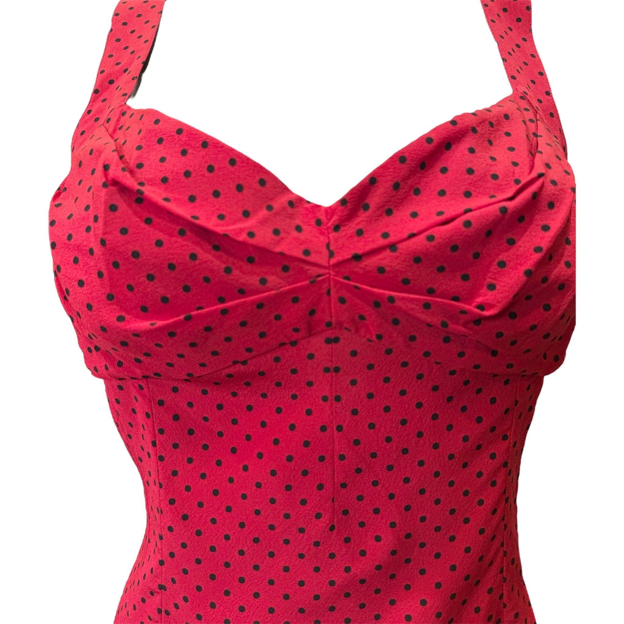 Rosso Dolce & Gabbana - Camisole rossa e nera a pois, anni 2000 in vendita