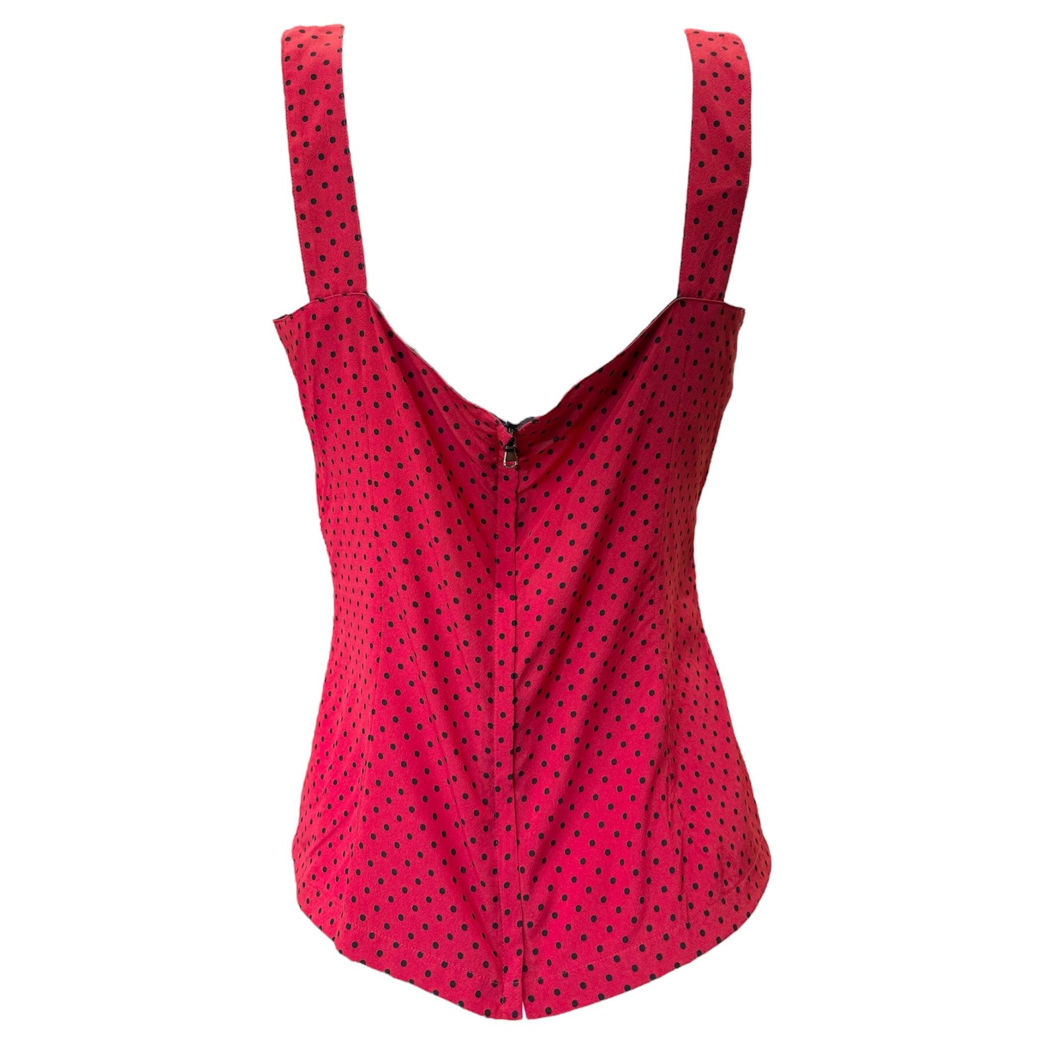 Dolce & Gabbana - Camisole rossa e nera a pois, anni 2000 In condizioni Nuovo in vendita a Los Angeles, CA
