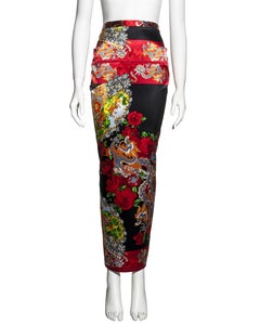 Dolce & Gabbana red and black silk wiggle skirt, fw 1998