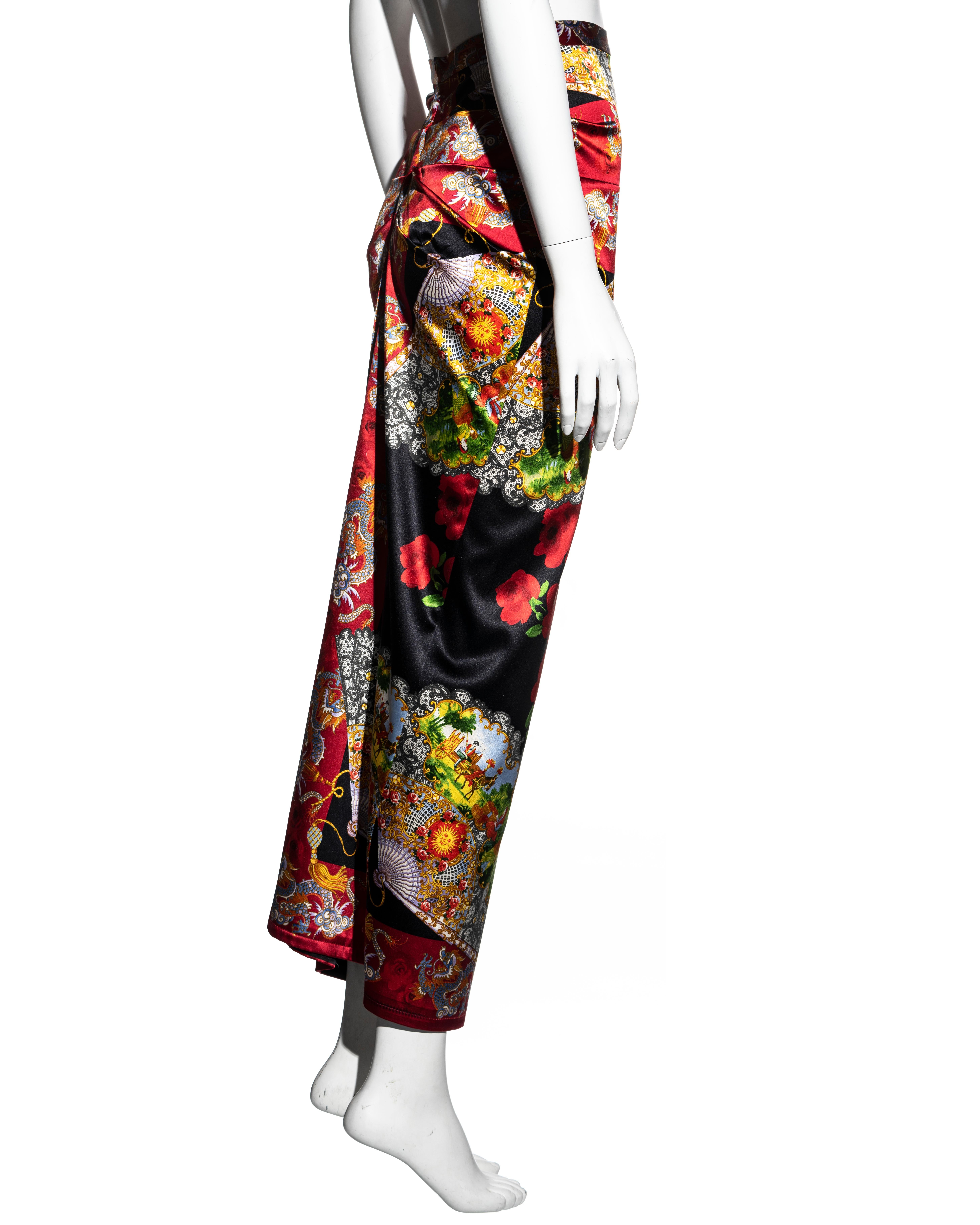 Women's Dolce & Gabbana red and black silk wiggle skirt, fw 1998