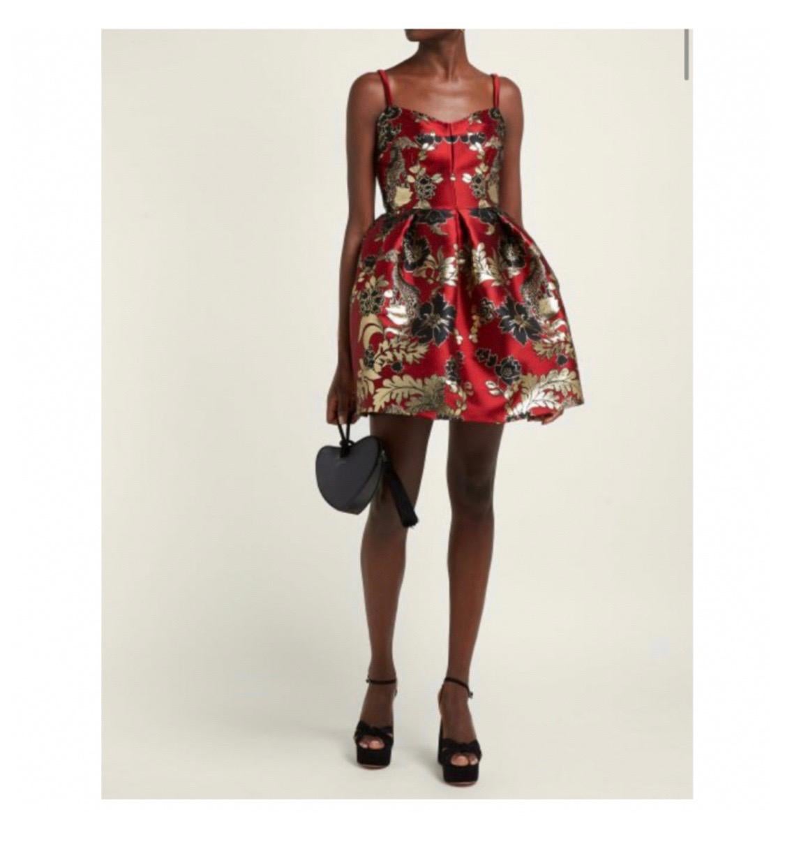 Dolce and Gabbana red and gold floral and leopard brocade mini 