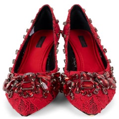 DOLCE & GABBANA red BELLUCCI CRYSTAL LACE Pumps Shoes 39