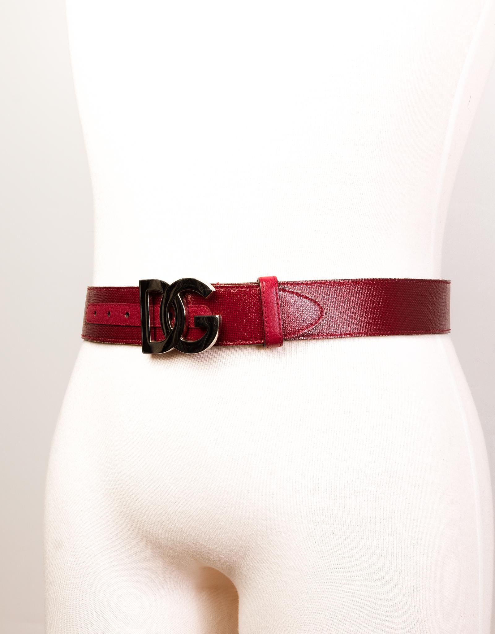 Dolce and Gabbana Red Belt w/ Silver DG Logo Buckle (Size 80/32) For Sale  at 1stDibs | belt dg