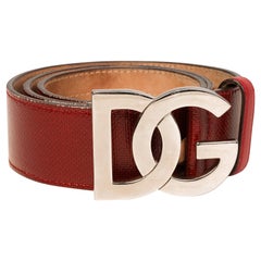 Dolce & Gabbana Red Belt w/ Silver DG Logo Buckle (Size 80/32)