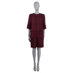 DOLCE & GABBANA red & black cotton 2020 SHORT A-LINE TWEED Dress 44 L