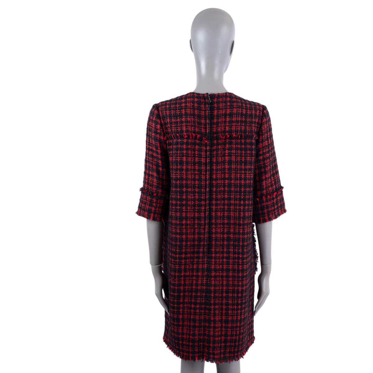 Women's DOLCE & GABBANA red & black cotton 2020 SHORT A-LINE TWEED Dress 44 L For Sale
