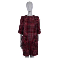 DOLCE & GABBANA red & black cotton 2020 SHORT A-LINE TWEED Dress 44 L