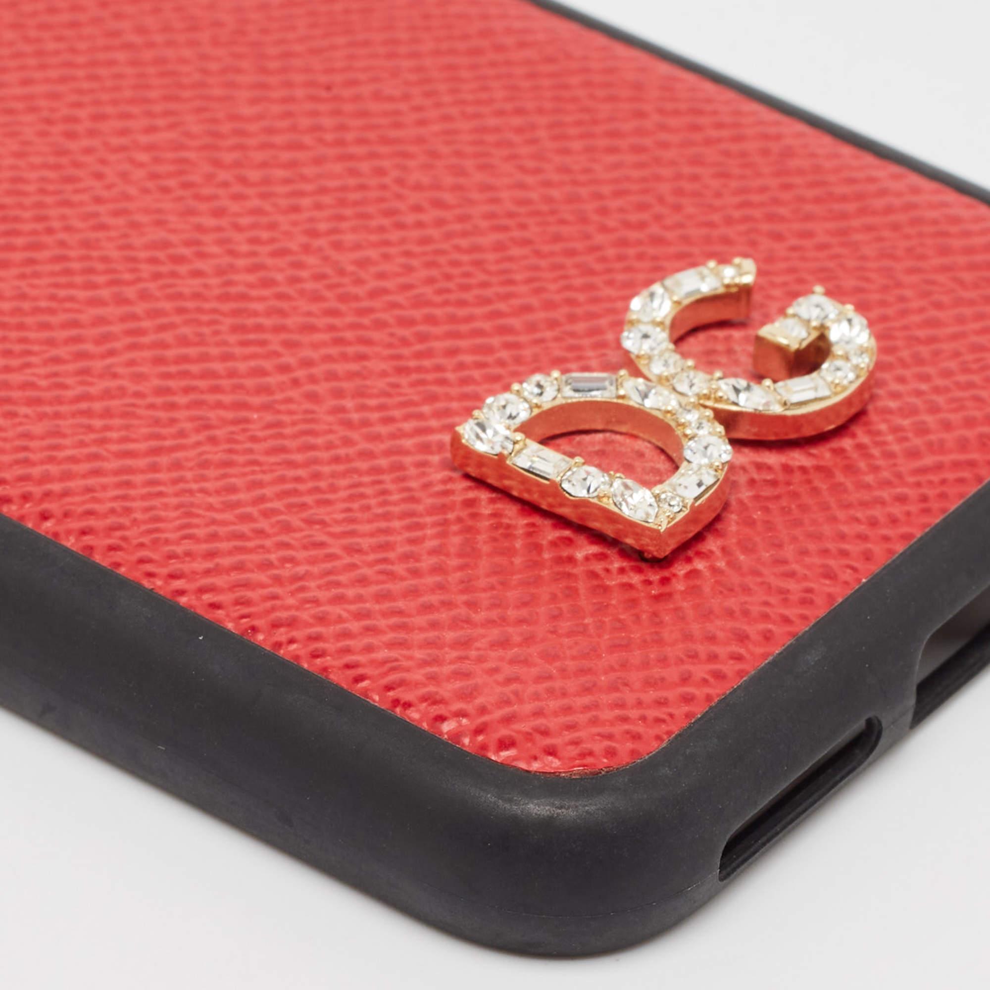 Dolce & Gabbana Red/Black DG Logo Crystals iPhone X Case For Sale 2