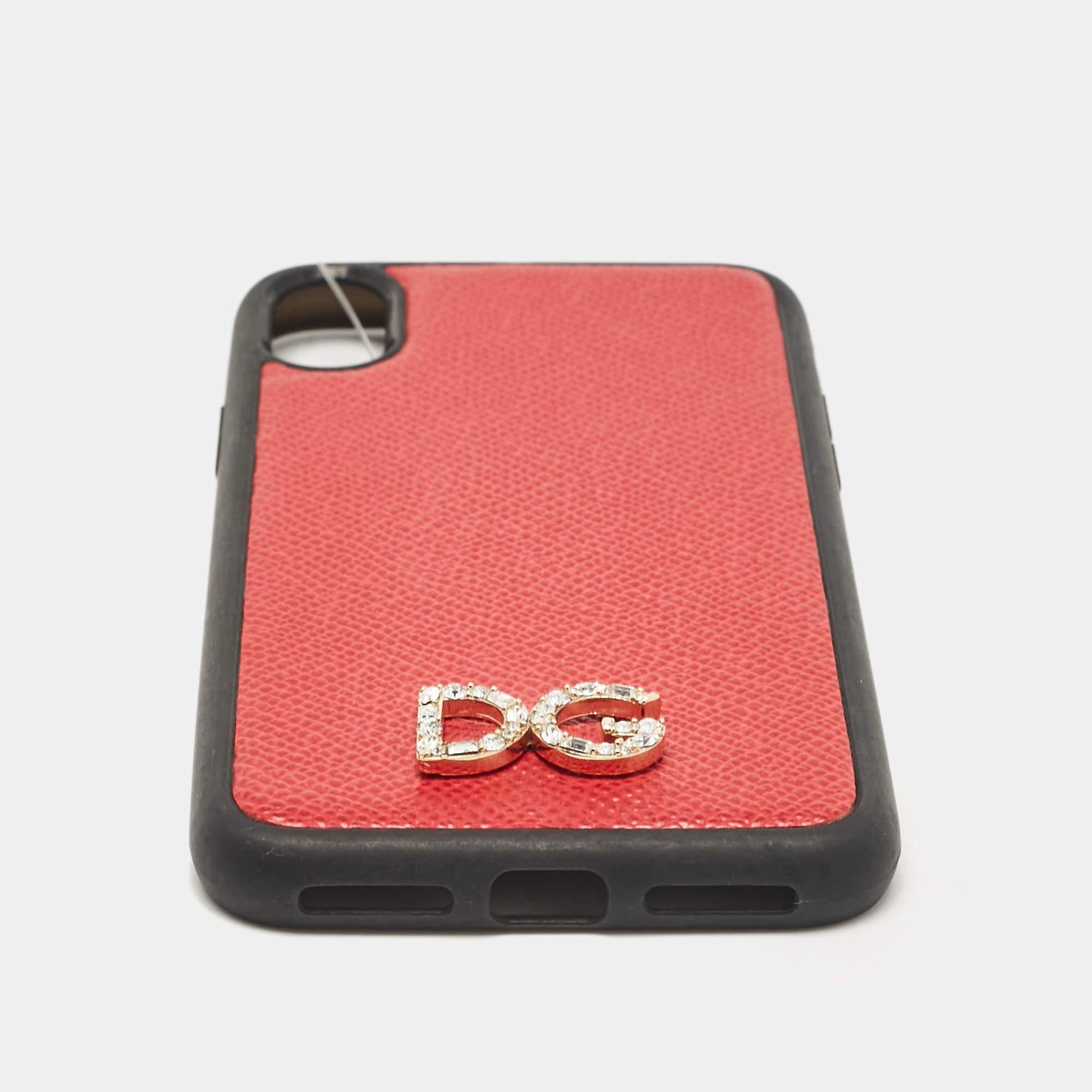 Dolce & Gabbana Red/Black DG Logo Crystals iPhone X Case For Sale 2