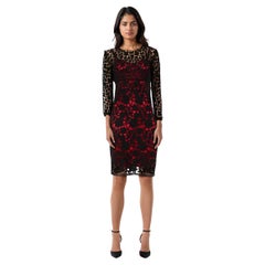 Dolce & Gabbana Red & Black Lace Lace Midi Dress Size S