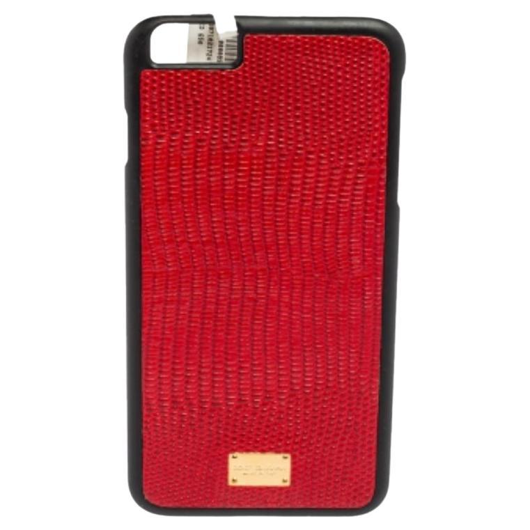 Funda de piel Dolce & Gabbana para iPhone 6plus en relieve de lagarto rojo/negro