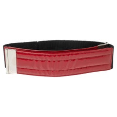 Dolce & Gabbana Red/Black Patent Leather and Elastic Waist Belt 85CM