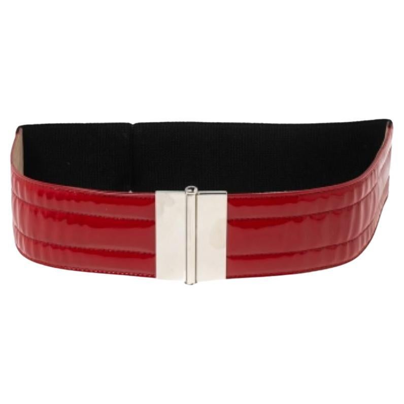 Dolce & Gabbana Red/Black Patent Leather and Elastic Waist Belt 85CM